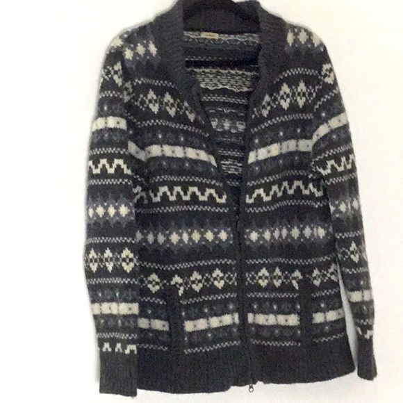L.L. Bean Lamb’s Wool Full Zip Chunky Thick Sweater, Pockets. Retro Western Y2K - Picture 6 of 6